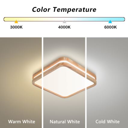 BRILAGI - LED потолочный светильник MOLINA SQUARE LED/32W/230V 3000/4000/6000K дуб 30x30 см