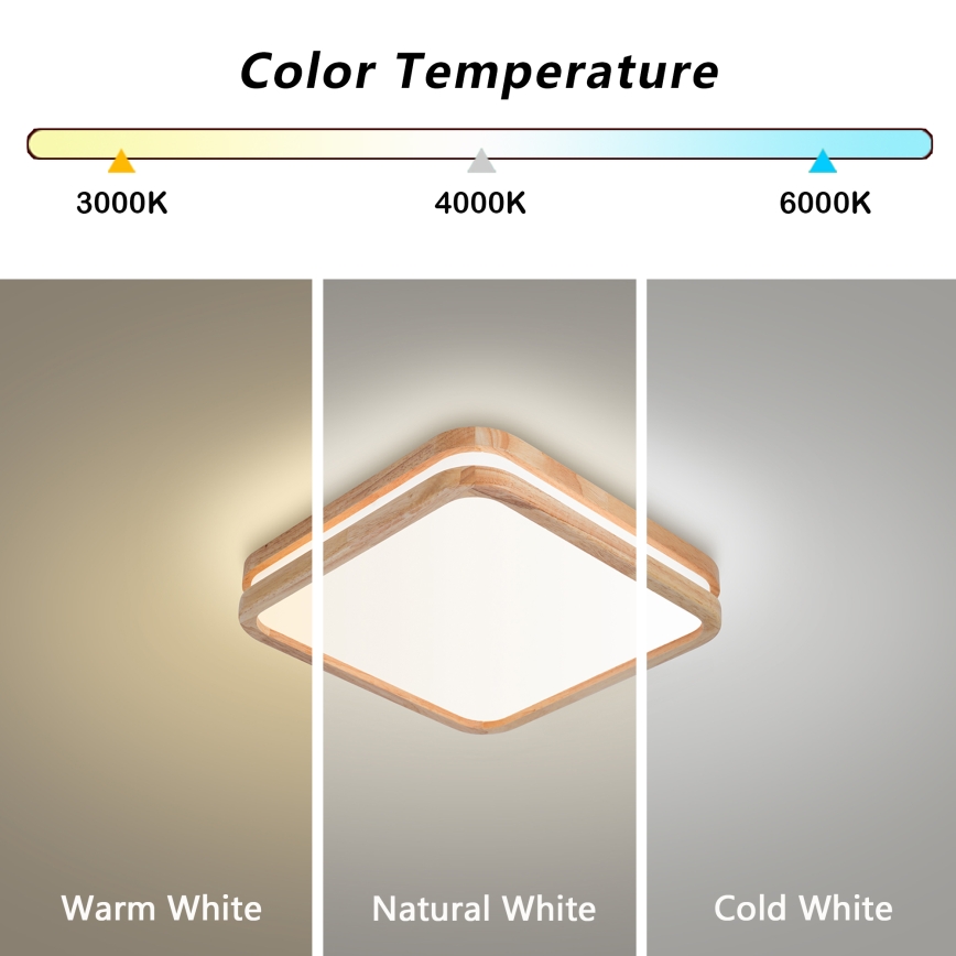 BRILAGI - LED потолочный светильник MOLINA SQUARE LED/32W/230V 3000/4000/6000K дуб 30x30 см