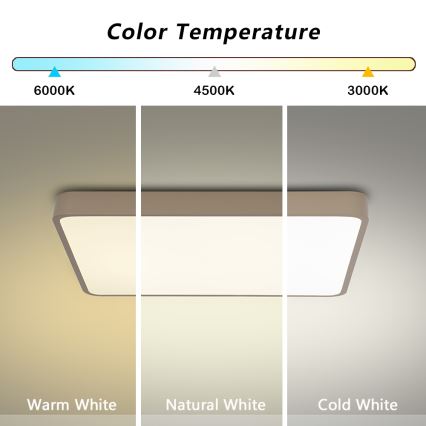 Brilagi - LED потолочный светильник POOL, 48 Вт, 230 В, 3000/4500/6000 К, 50×50 см, бежевый