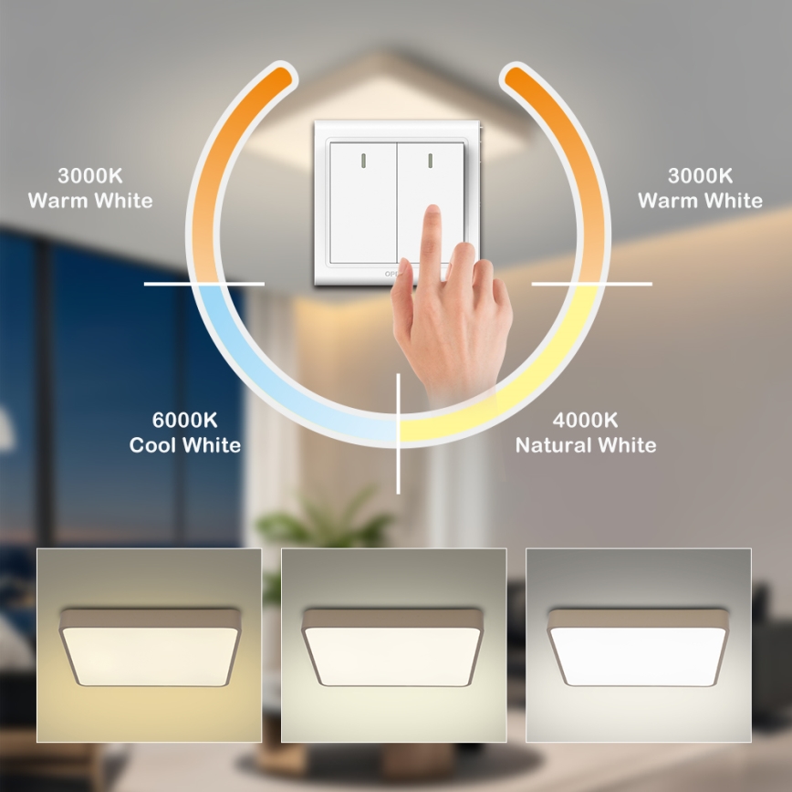 Brilagi - LED потолочный светильник POOL, 48 Вт, 230 В, 3000/4500/6000 К, 50×50 см, бежевый