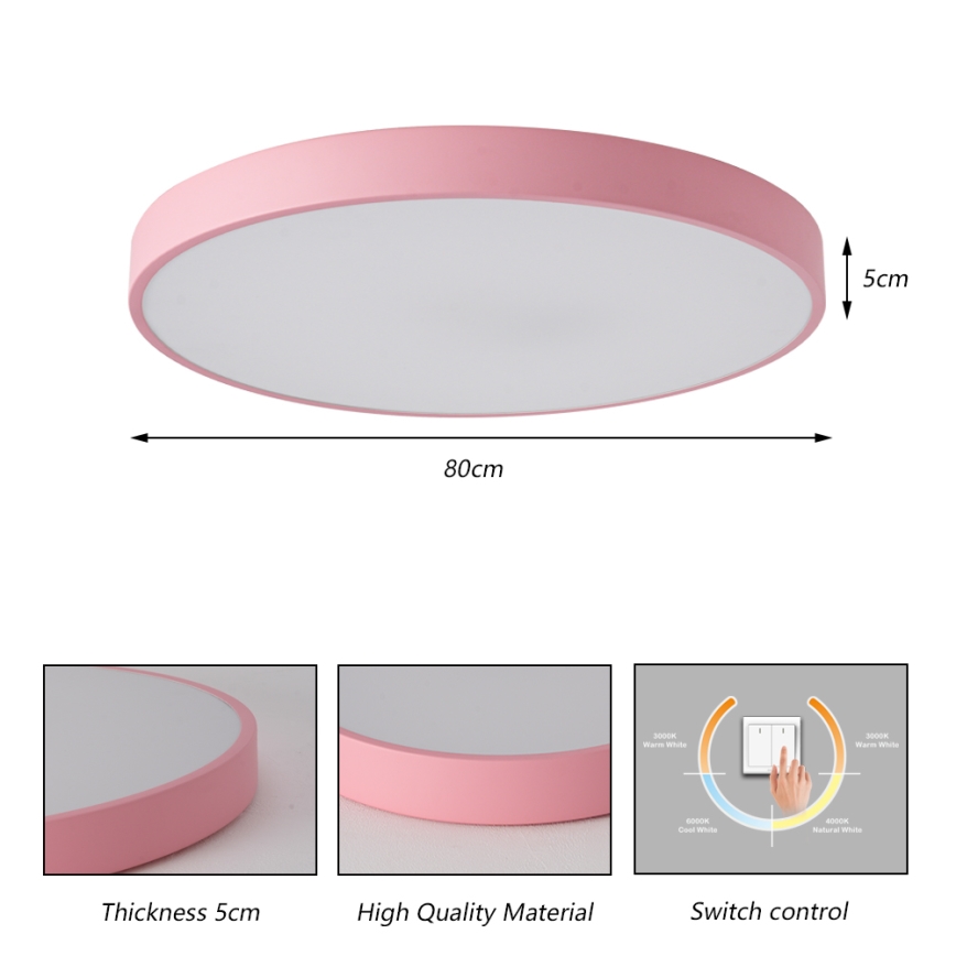 Brilagi - потолочный светильник LED POOL, 100 Вт, 230 В, 3000/4000/6000 К, диаметр 80 см, розовый