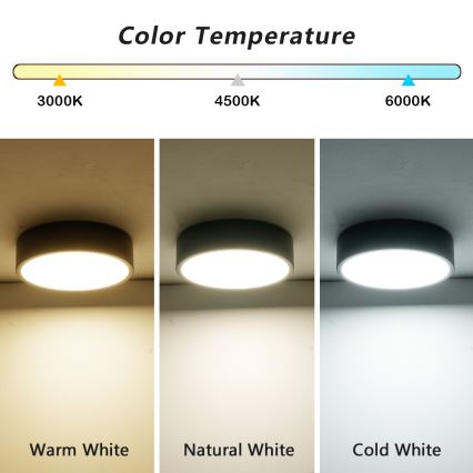 Brilagi - LED потолочный светильник POOL LED/18 Вт/230 В, 3000/4500/6000 К, диаметр 20 см, черный
