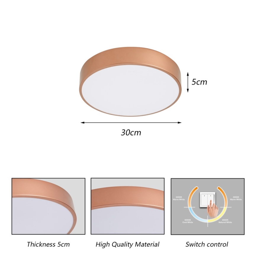 BRILAGI - Светодиодный потолочный светильник POOL LED/36W/230V 3000/4000/6000K pr. 30 cm медный