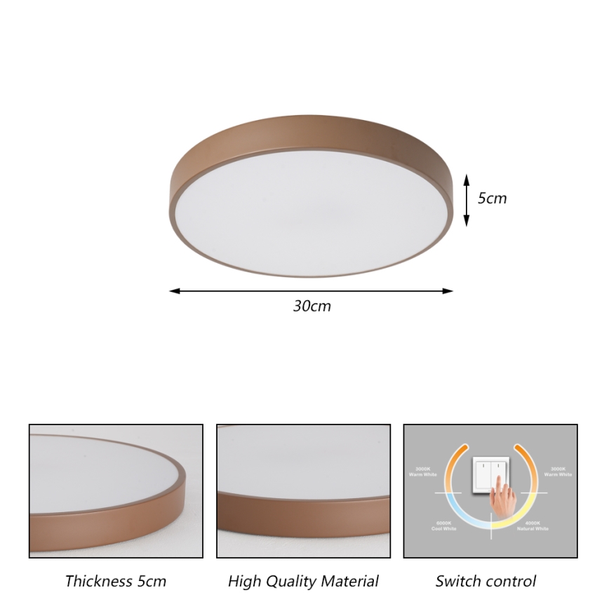 Brilagi - LED-потолочный светильник POOL LED/36W/230V 3000/4000/6000K диаметр 30 см, коричневый