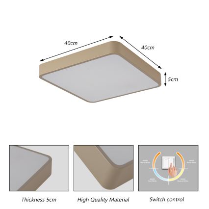 Brilagi - LED потолочный светильник POOL LED/36W/230V 3000/4000/6000K 40x40 см бежевый