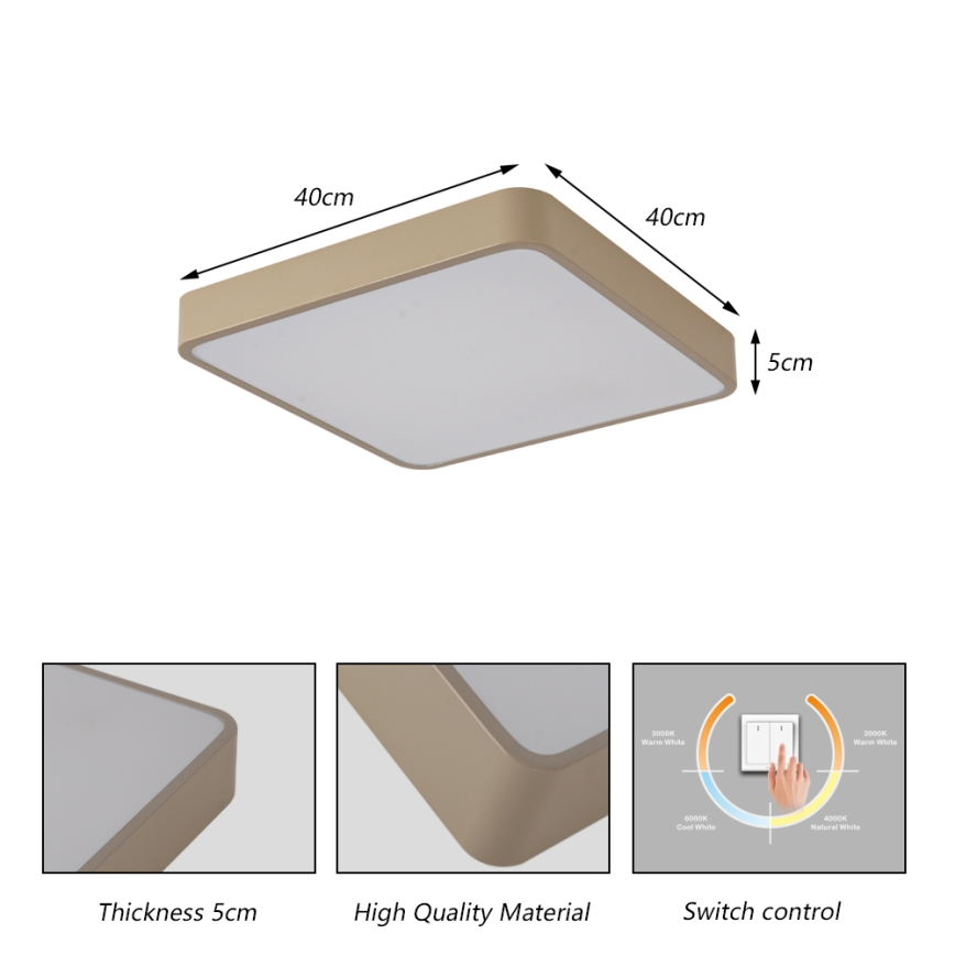 Brilagi - LED потолочный светильник POOL LED/36W/230V 3000/4000/6000K 40x40 см бежевый