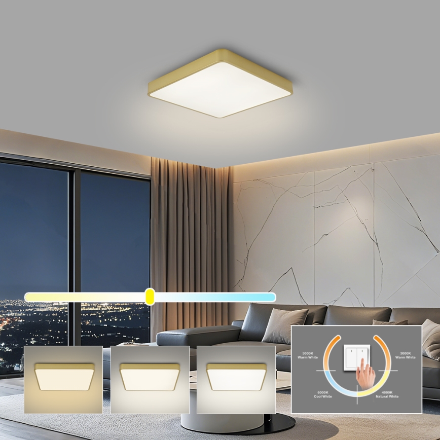 Brilagi - LED потолочный светильник POOL LED/36W/230V 3000/4500/6000K 40x40 cm золотистый