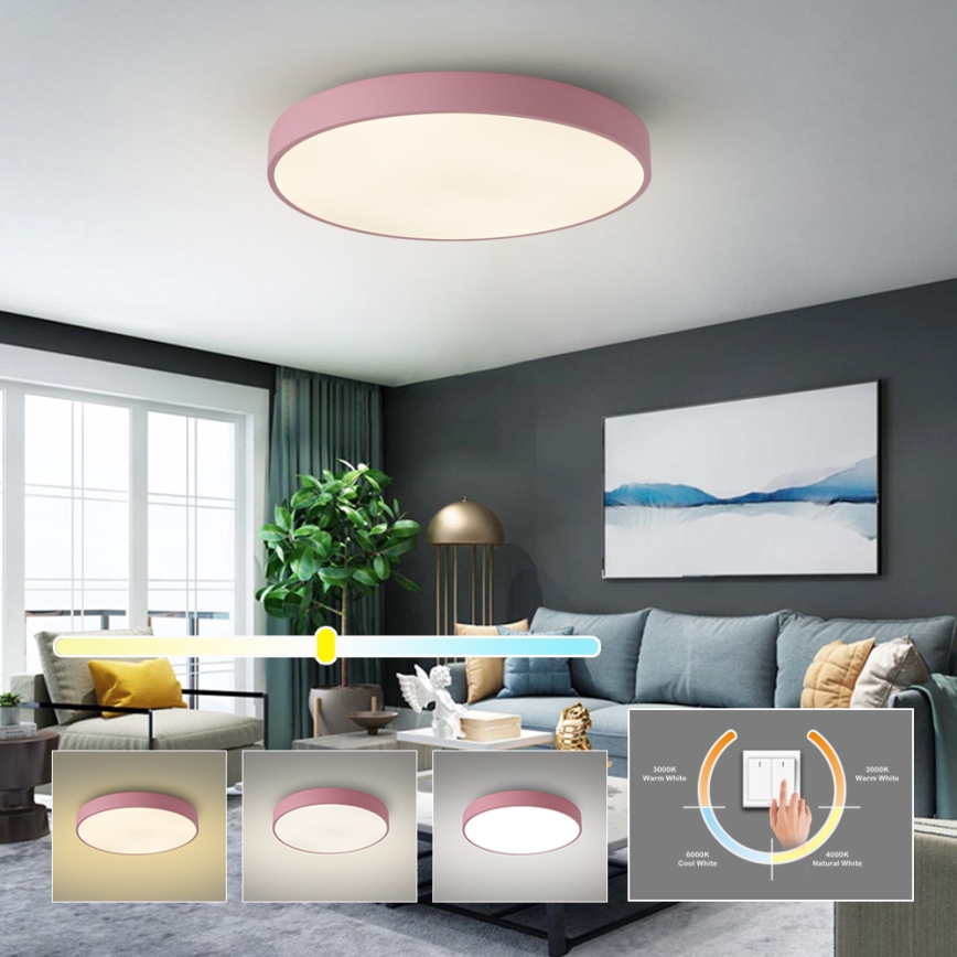 Brilagi - LED потолочный светильник POOL LED, 60 Вт, 230 В, с выбором цветовой температуры 3000/4000/6000 К, диаметр 60 см, розовый