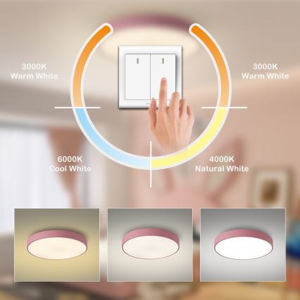 Brilagi - LED потолочный светильник POOL LED, 60 Вт, 230 В, с выбором цветовой температуры 3000/4000/6000 К, диаметр 60 см, розовый