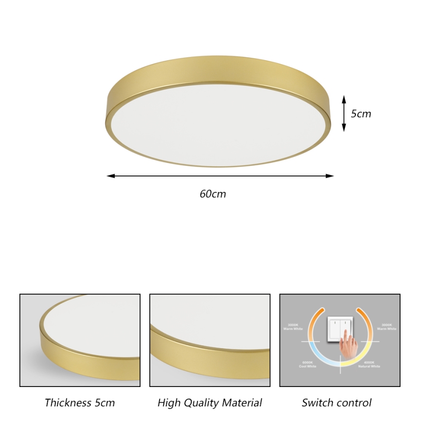 Brilagi - LED потолочный светильник POOL LED/60W/230V 3000/4000/6000K диам. 60 см, золотой