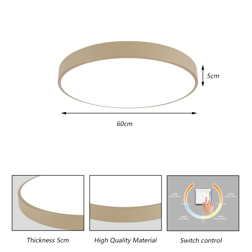 Brilagi - LED потолочный светильник POOL LED/60W/230V 3000/4500/6000K Ø 60 см, бежевый