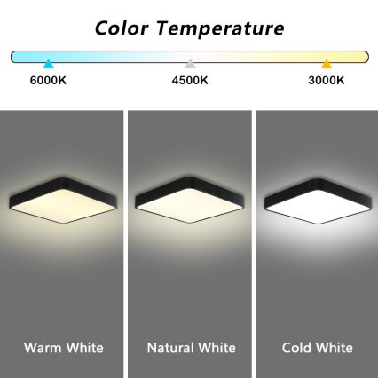 Brilagi - Светодиодный потолочный светильник POOL SQUARE LED/36Вт/230В 3000/4000/6000К 40x40 см черный