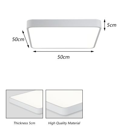Brilagi - LED потолочный светильник POOL SQUARE LED/48 Вт/230 В 3000/4000/6000 К 50x50 см белый