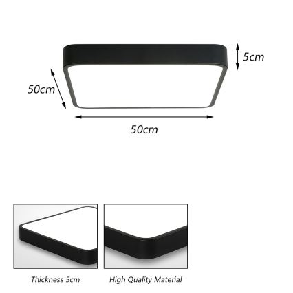 Brilagi - LED-потолочный светильник POOL SQUARE LED/48W/230V 3000/4500/6000K 50x50 см черный