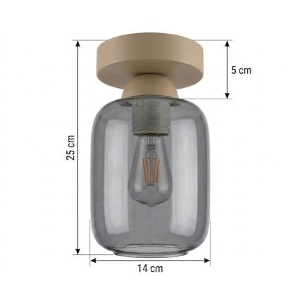 BRILAGI - LED потолочный светильник RETRO GLASS 1xE27/60W/230V диаметр 14 см бежевый/дымчато-серый