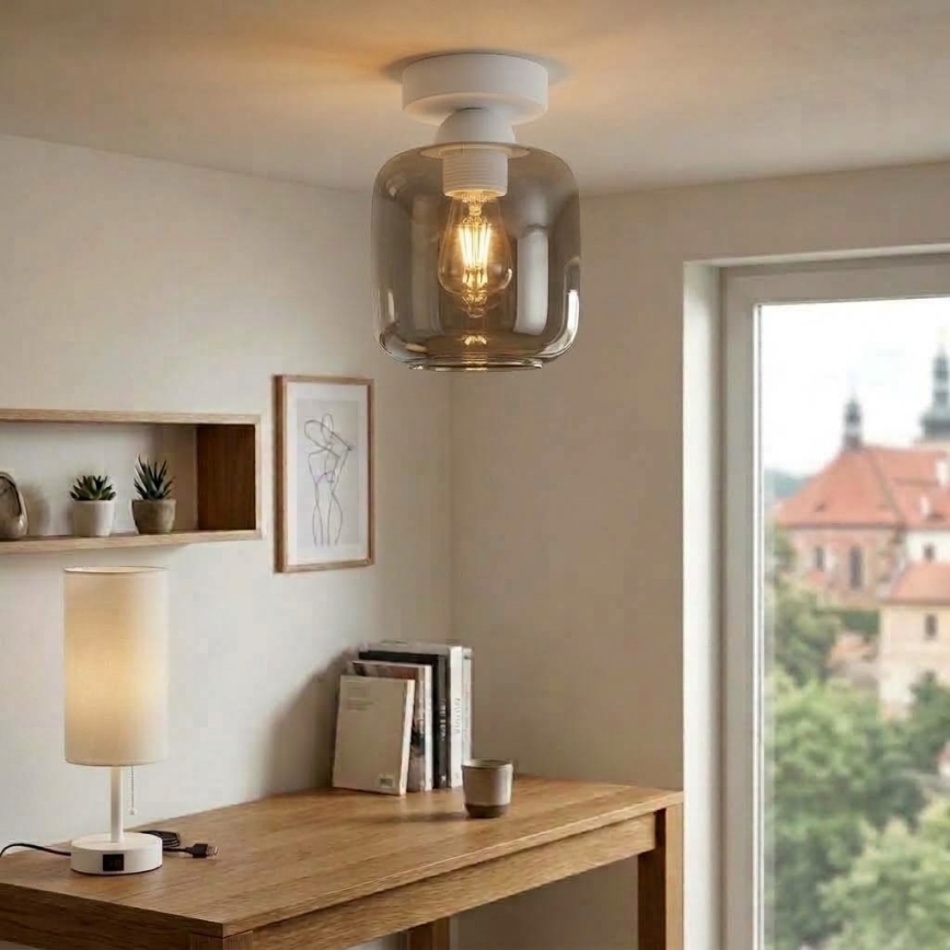 BRILAGI - LED потолочный светильник RETRO GLASS 1xE27/60W/230V Ø 14 см белый/дымчато-серый