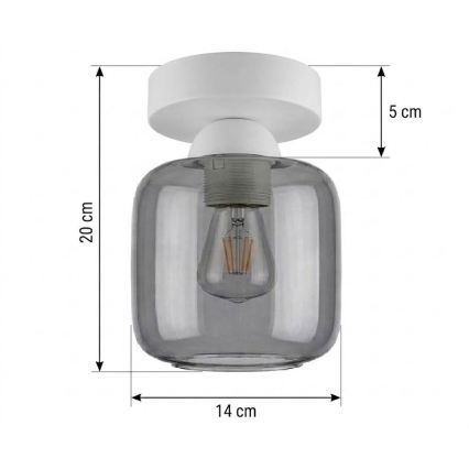 BRILAGI - LED потолочный светильник RETRO GLASS 1xE27/60W/230V Ø 14 см белый/дымчато-серый