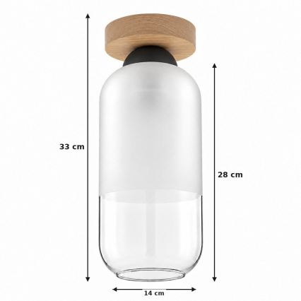 BRILAGI - LED потолочный светильник RETRO GLASS 1xE27/60W/230V диаметр 14 см дуб/белый