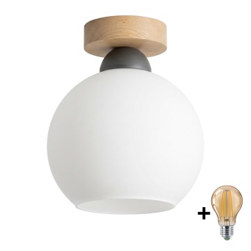 BRILAGI - LED потолочный светильник RETRO GLASS 1xE27/60W/230V Ø 15 см дуб/белый