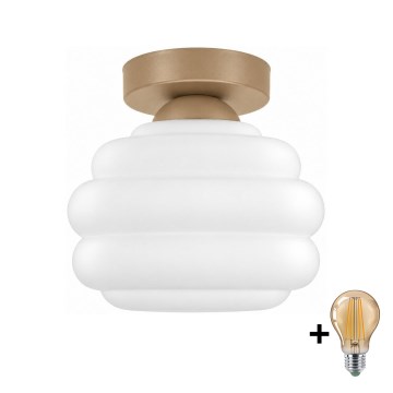 BRILAGI - LED-потолочный светильник RETRO GLASS 1xE27/60W/230V Ø 20 см бежевый/белый