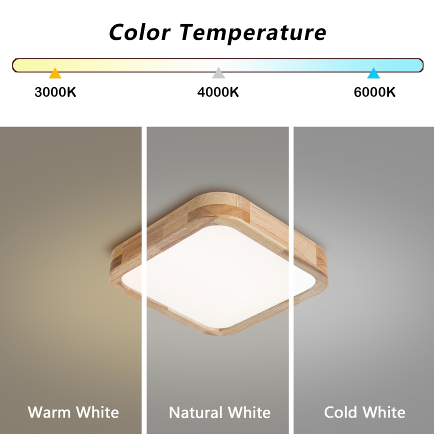 BRILAGI - LED потолочный светильник WOODLINE SQUARE LED/32 Вт/230 В 3000/4000/6000 К дуб 30x30 см