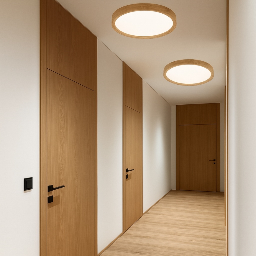 Brilagi - светодиодный потолочный светильник WOODROUND LED/30W/230V 3000/4000/6000K, Ø 40 см, деревянный, CRI 90