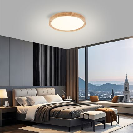 Brilagi - светодиодный потолочный светильник WOODROUND LED/30W/230V 3000/4000/6000K, Ø 40 см, деревянный, CRI 90