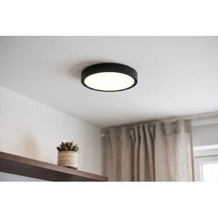 BRILAGI - LED потолочный светильник для ванной комнаты с датчиком ZENNA LED/12W/230V, диаметр 25 см, IP44, черный + пульт дистанционного управления