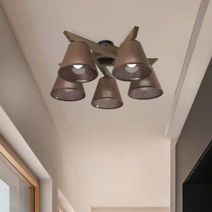 Brilagi - Светодиодная накладная люстра ANTHONY 5xE14/40W/230V дуб орех/коричневый