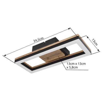 Brilagi - Диммируемый потолочный светильник VELVET SQUARE LED/24W/230V 43x43 см 3000/4000/6500K + пульт дистанционного управления розовый