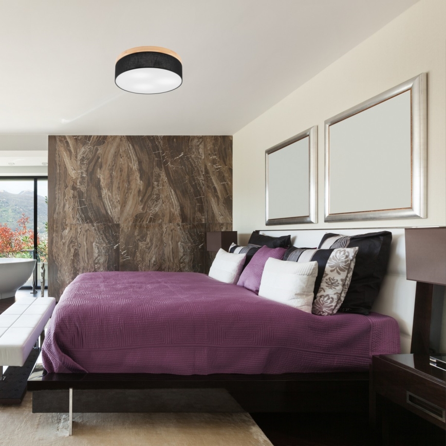 Brilagi - LED Потолочный светильник BELLADONNA 3xE27/15W/230V диаметр 50 см черный/сосна