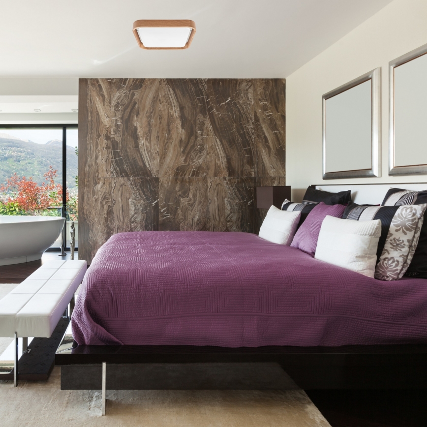 Brilagi - Диммируемый LED-потолочный светильник MANAROLA CUBIC LED/24 Вт/230 В 45x45 см 3000-6500K дуб + пульт дистанционного управления