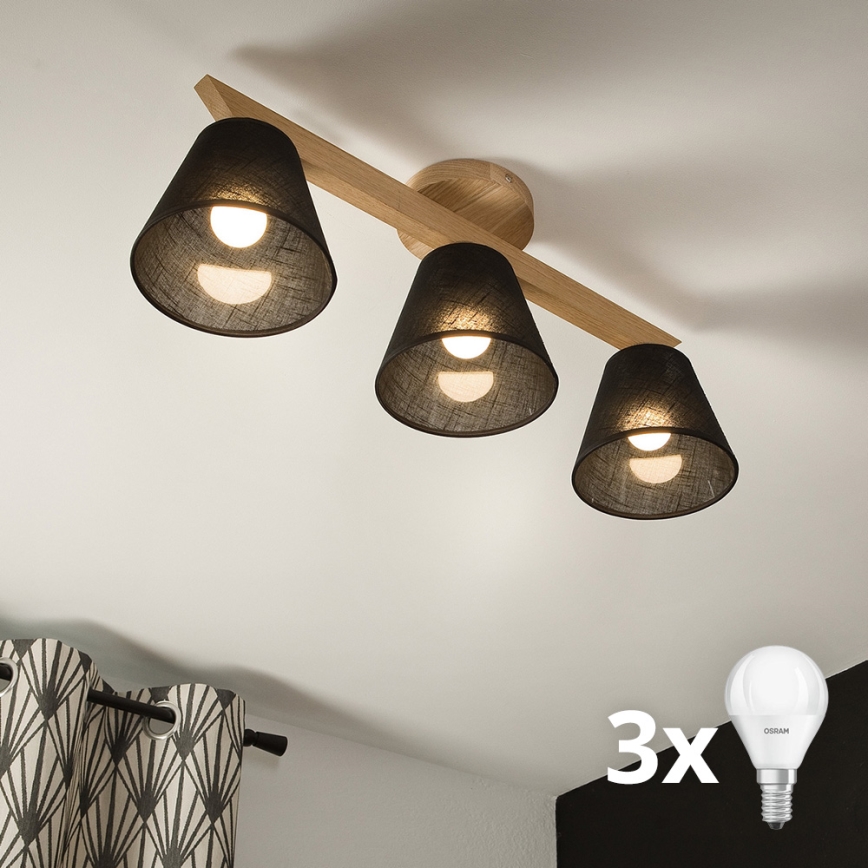 Brilagi - LED  Припотолочная люстра ANTHONY 3xE14/40W/230V дуб/черный