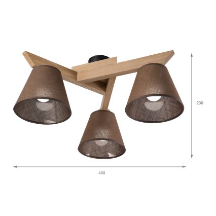 Brilagi - LED  Припотолочная люстра ANTHONY 3xE14/40W/230V дуб/коричневый