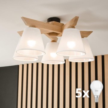 Brilagi - LED  Припотолочная люстра ANTHONY 5xE14/40W/230V дуб/белый