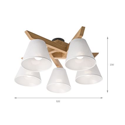 Brilagi - LED  Припотолочная люстра ANTHONY 5xE14/40W/230V дуб/белый
