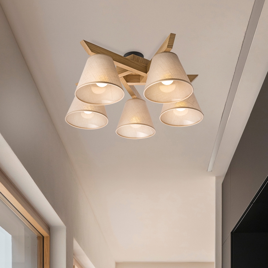 Brilagi - LED  Припотолочная люстра ANTHONY 5xE14/40W/230V дуб/бежевый