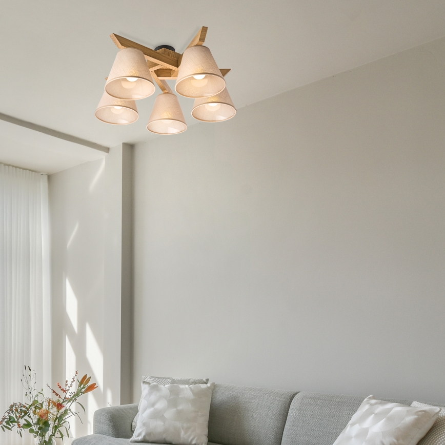 Brilagi - LED  Припотолочная люстра ANTHONY 5xE14/40W/230V дуб/бежевый