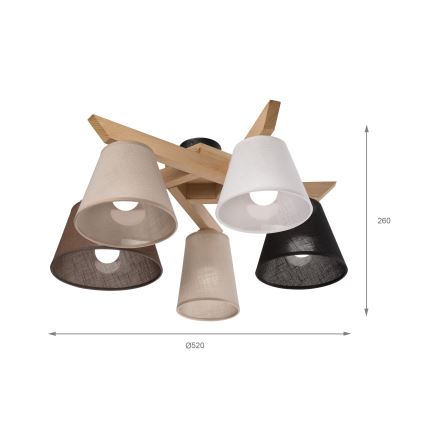 Brilagi - LED  Припотолочная люстра ANTHONY 5xE14/40W/230V дуб