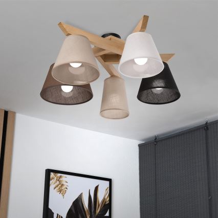 Brilagi - LED  Припотолочная люстра ANTHONY 5xE14/40W/230V дуб