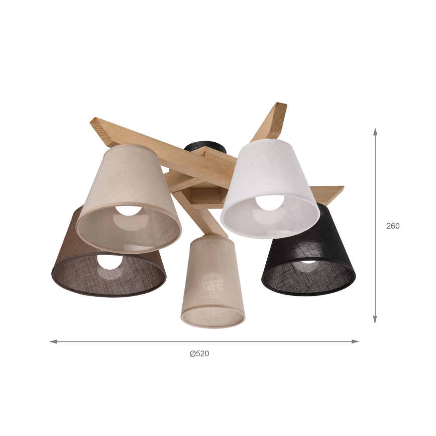 Brilagi - LED  Припотолочная люстра ANTHONY 5xE14/40W/230V дуб