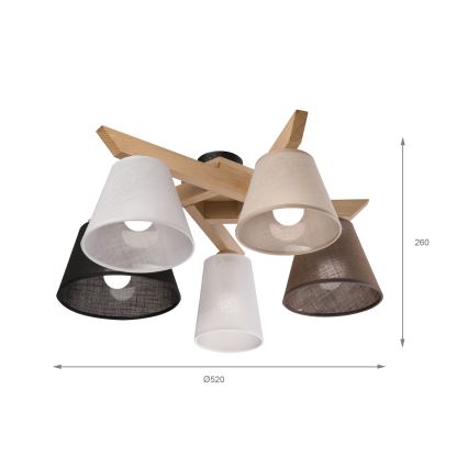 Brilagi - LED  Припотолочная люстра ANTHONY 5xE14/40W/230V дуб