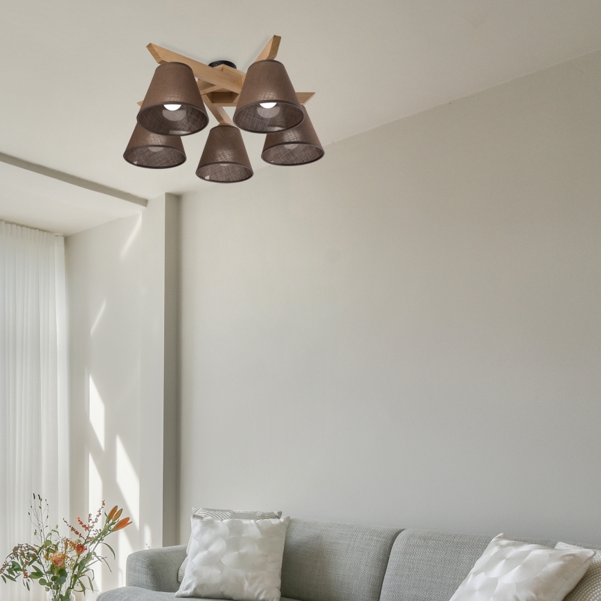 Brilagi - LED  Припотолочная люстра ANTHONY 5xE14/40W/230V дуб/коричневый