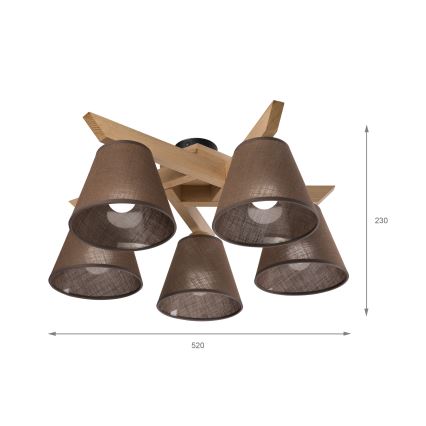 Brilagi - LED  Припотолочная люстра ANTHONY 5xE14/40W/230V дуб/коричневый