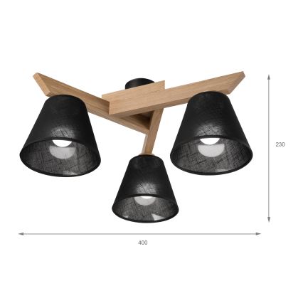 Brilagi - LED  Припотолочная люстра ANTHONY 3xE14/40W/230V дуб/черный