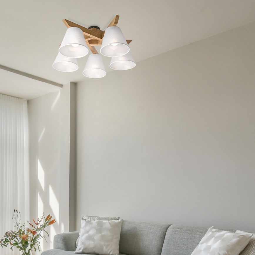 Brilagi - LED  Припотолочная люстра ANTHONY 5xE14/40W/230V дуб/белый