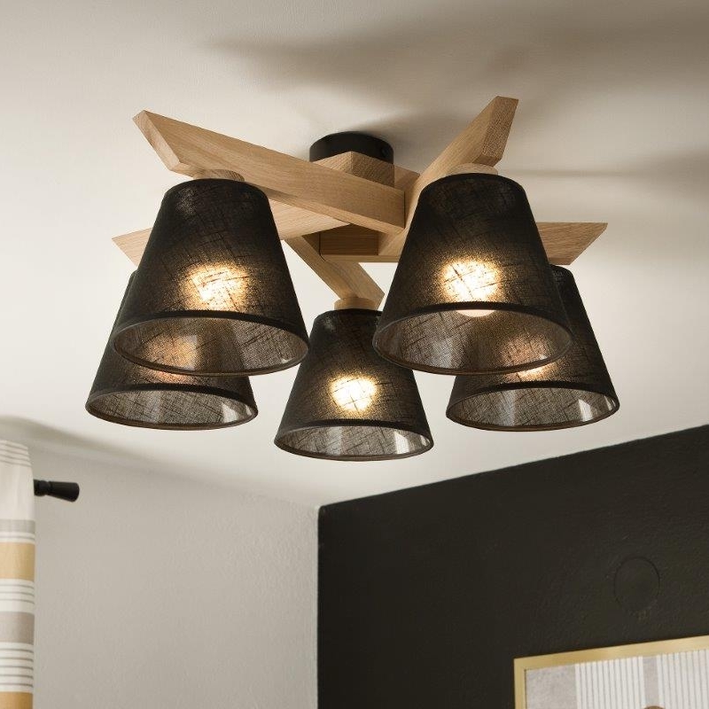 Brilagi - LED  Припотолочная люстра ANTHONY 5xE14/40W/230V дуб/черный