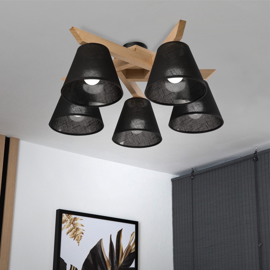 Brilagi - LED  Припотолочная люстра ANTHONY 5xE14/40W/230V дуб/черный
