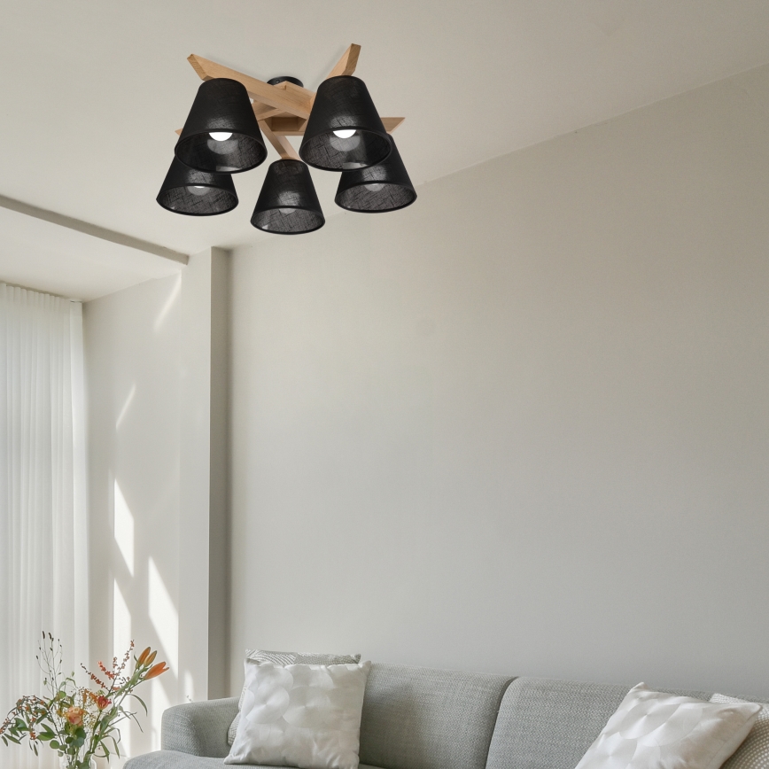 Brilagi - LED  Припотолочная люстра ANTHONY 5xE14/40W/230V дуб/черный