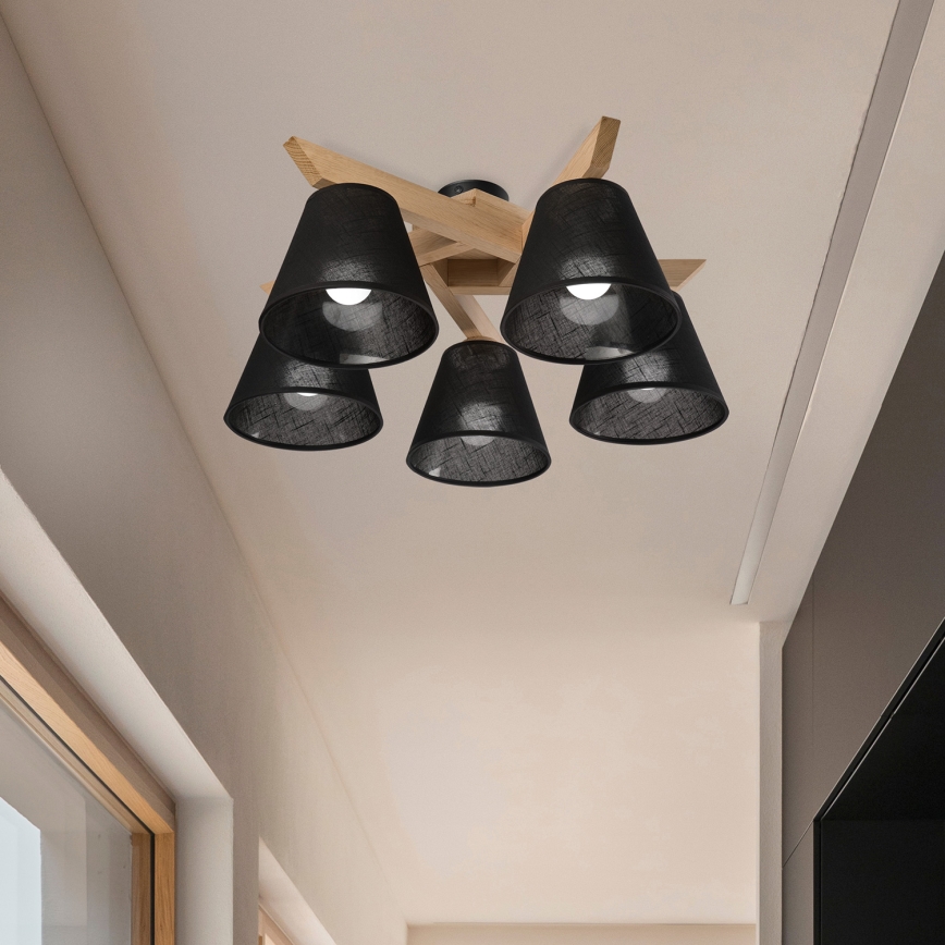 Brilagi - LED  Припотолочная люстра ANTHONY 5xE14/40W/230V дуб/черный